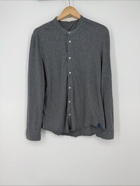 Kit and Ace Men's Grey Button-Up Mandarin Collar Shirt
